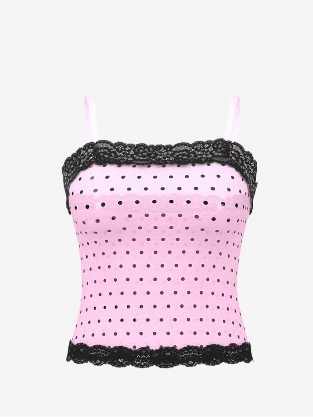 PINK Victoria's Secret Pink Polka Dot Lace-Trim Stella Tank - Picture 2 of 6